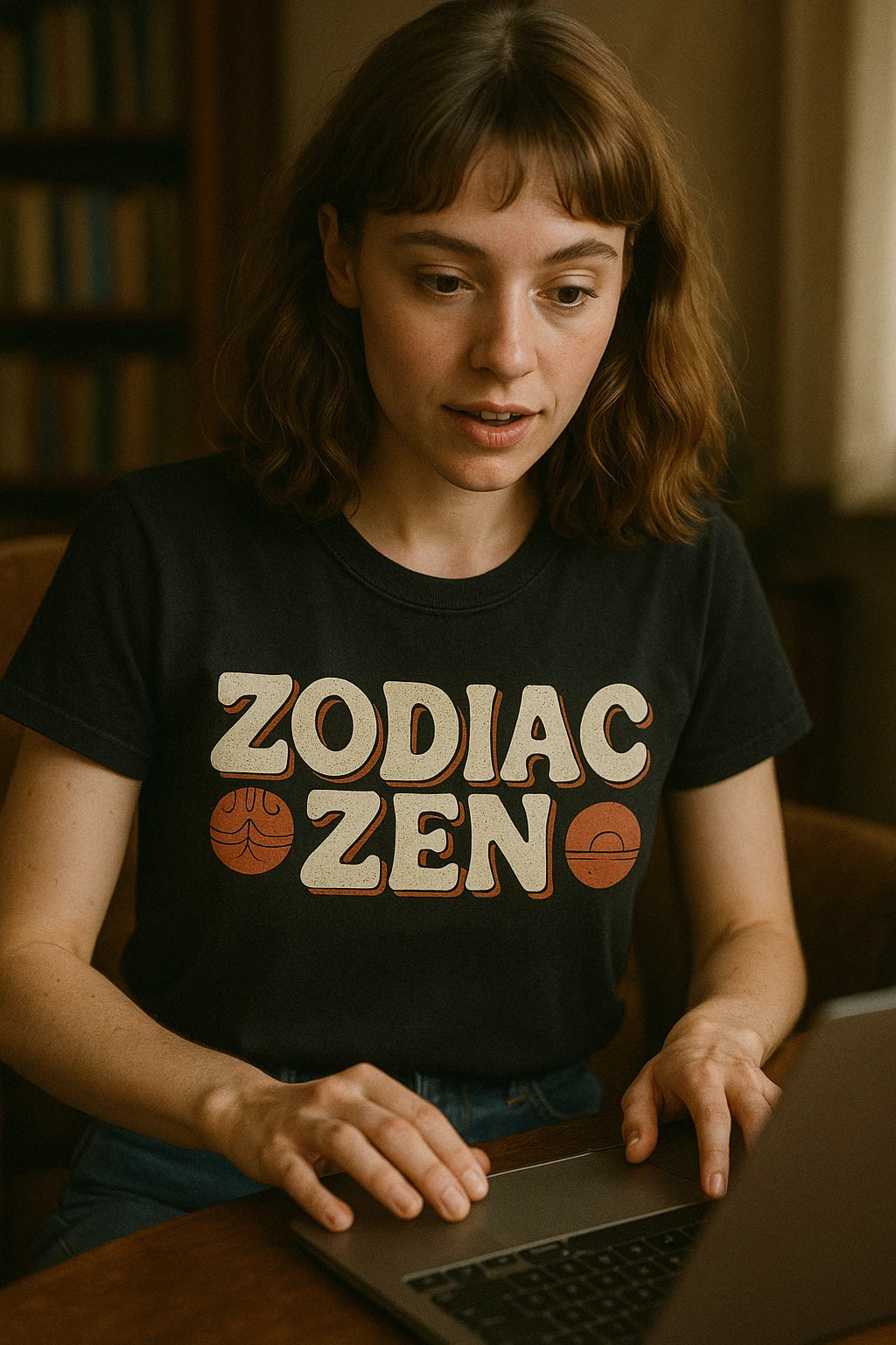 "Zodiac Zen" black t shirt astrology - also one of the best gifts for astrology lovers