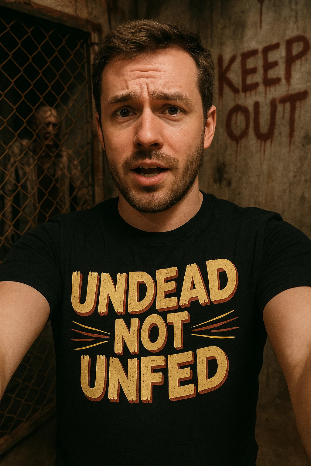 "Undead Not Unfed" zombie t shirt - product photo 7