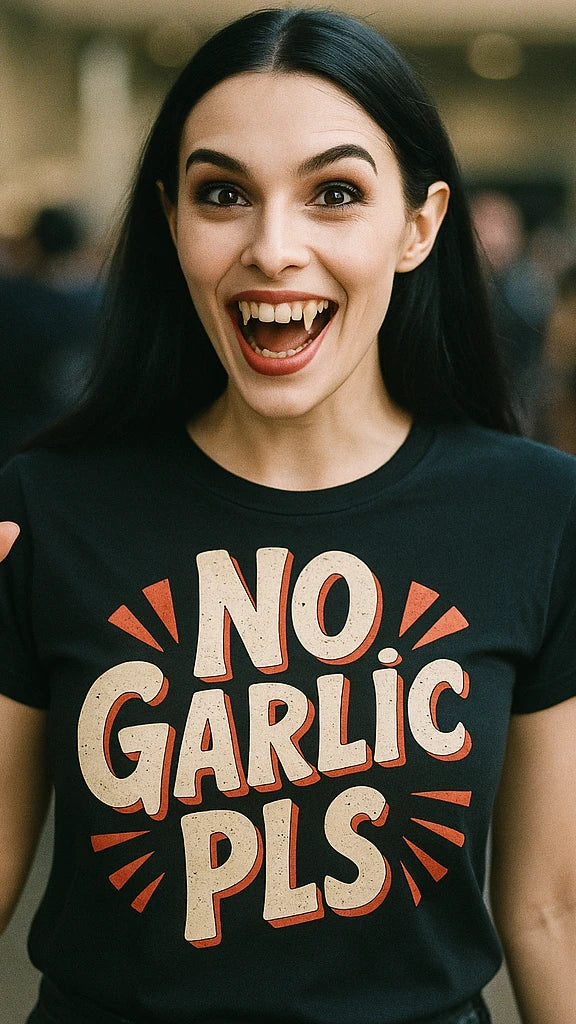"No Garlic Pls" vampire shirts - product photo 9