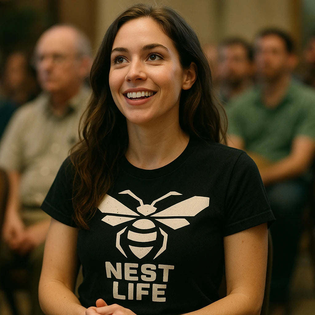 "Nest Life" black hornets tee shirts, photographed as hornet lover gift