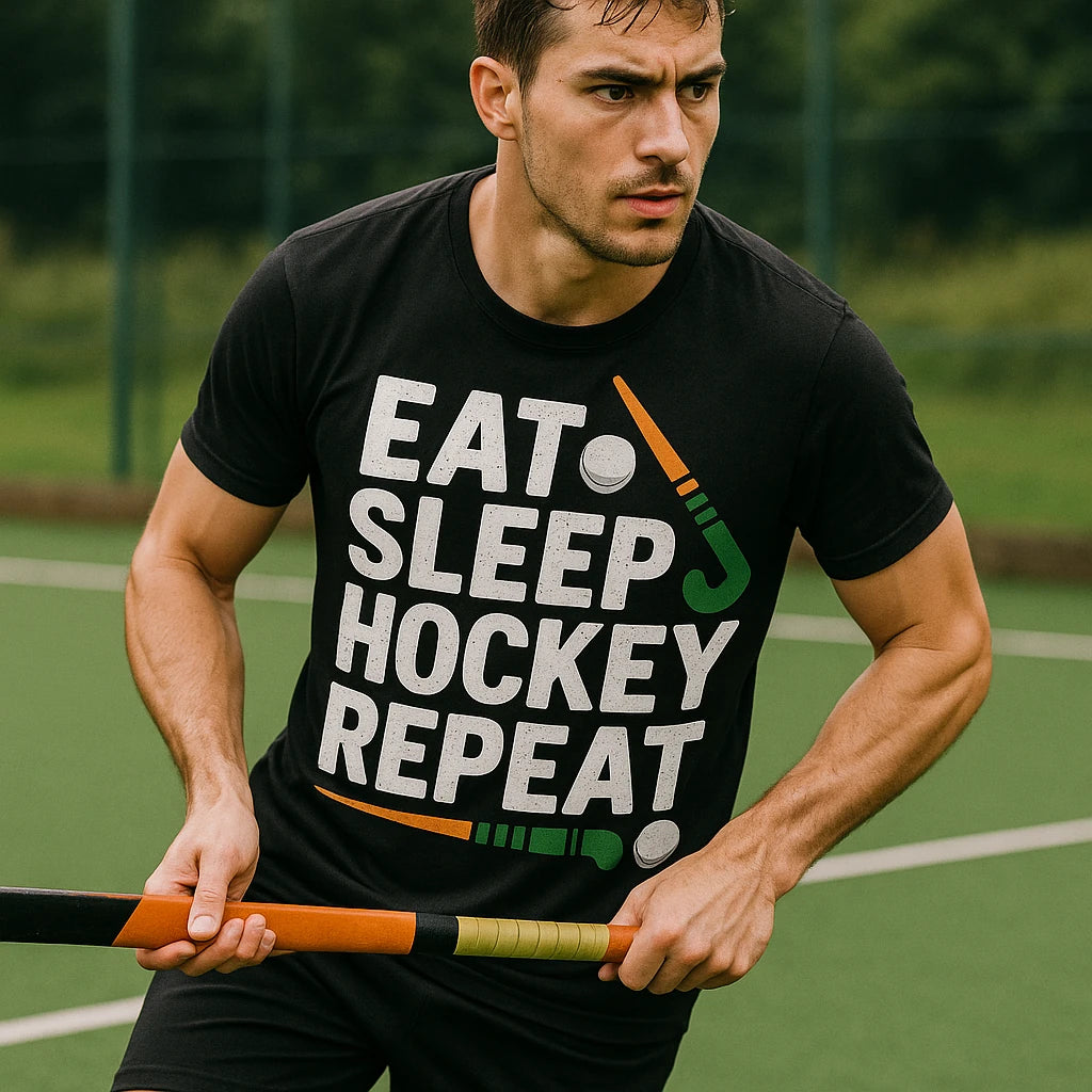 "Eat Sleep Hockey Repeat" field hockey tee shirts - product photo 8
