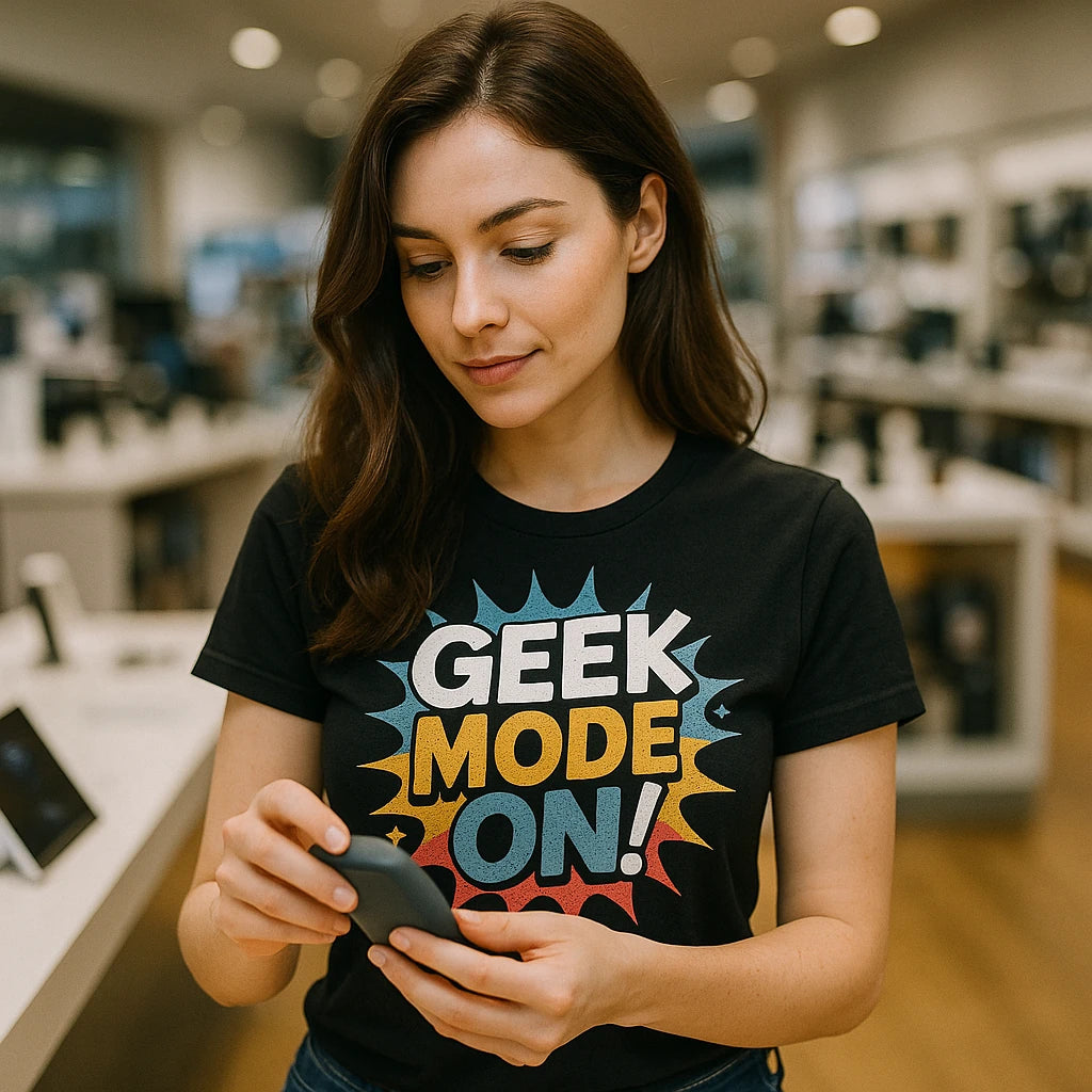 "Geek Mode On" black gadget t shirt - also one of the best gadgets for tech lovers