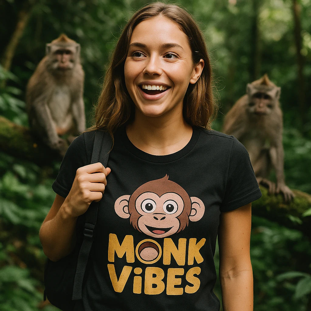 "Monk Vibes" monkey face t shirt - product photo 9