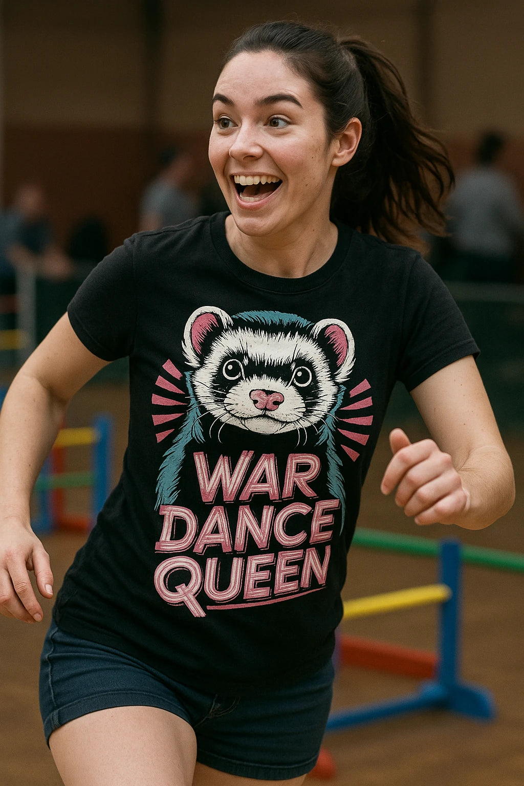"War Dance Queen" black ferret t shirt - a birthday gift for ferret lover