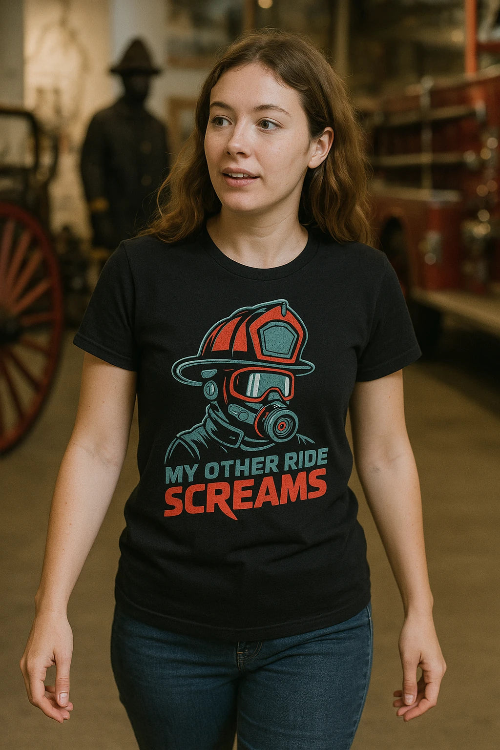 "My Other Ride Screams" black firefighter shirts - a christmas gift for firefighter