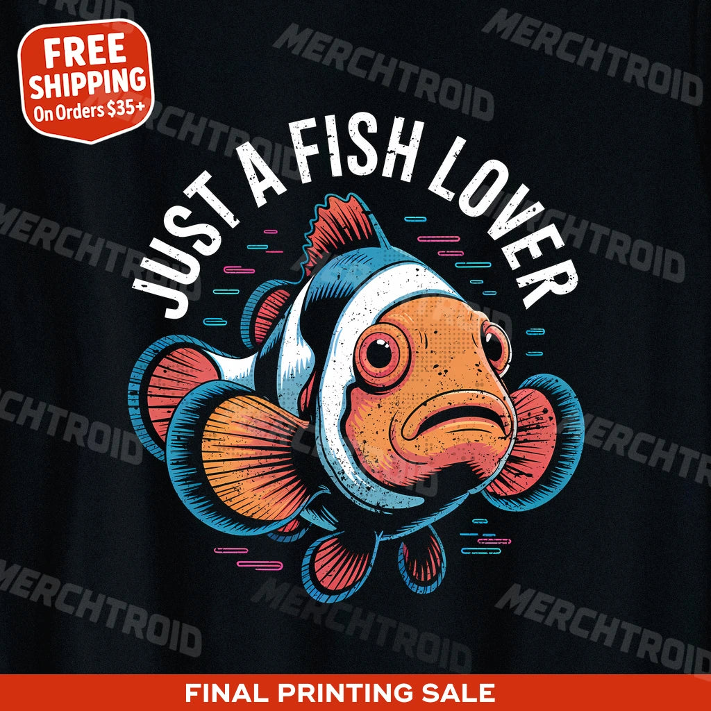 "Just a Fish Lover" clownfish head punk t shirt - product photo 8