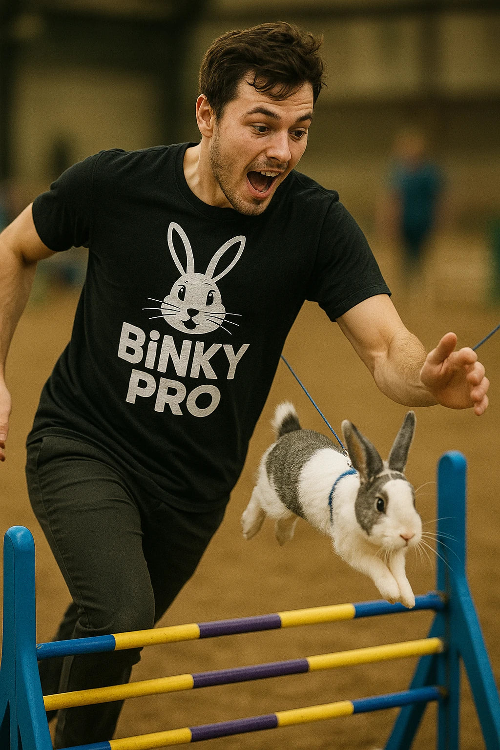 "Binky Pro" black rabbit shirts, photographed as gifts for bunny rabbit lovers