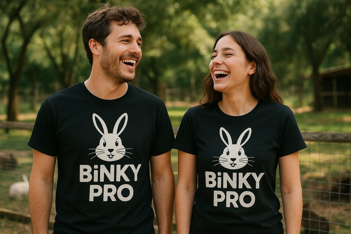 Person wearing the black rabbit shirts graphic tee - "Binky Pro" design