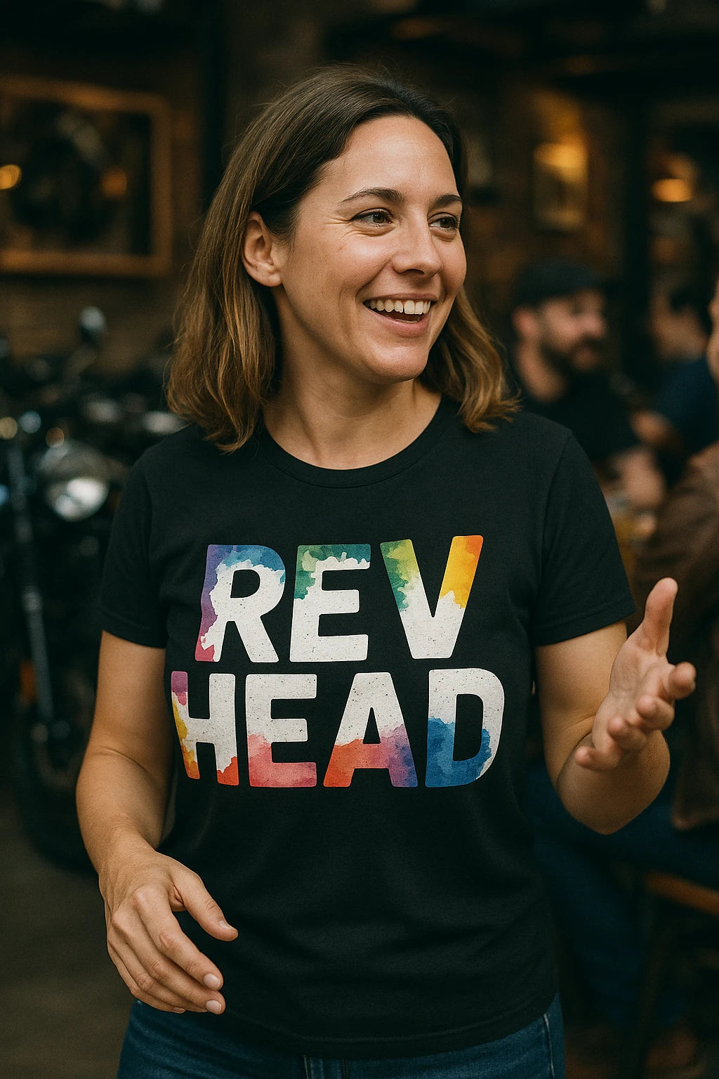 "Rev Head" black motorcycle t shirt - also a armored motorcycle shirt for summer