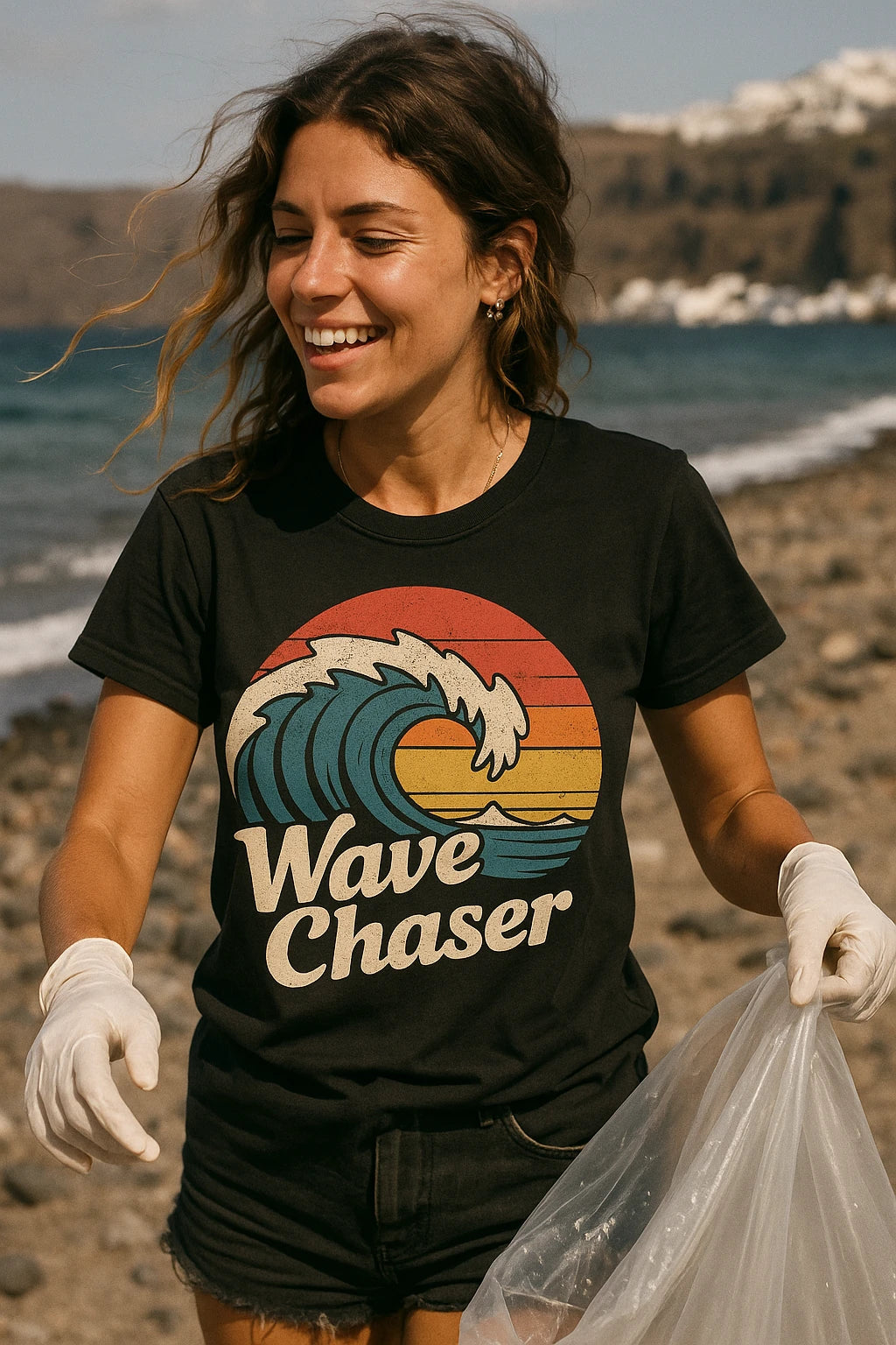 "Wave Chaser" black oceans t shirt - a birthday gift for oceans lover