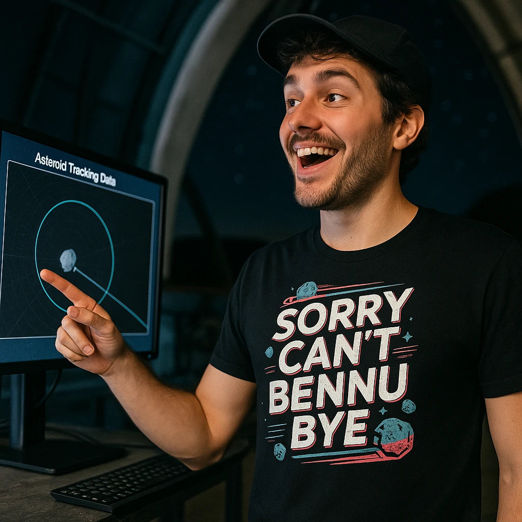 "Sorry Cant Bennu Bye" asteroid t shirt - product photo 8