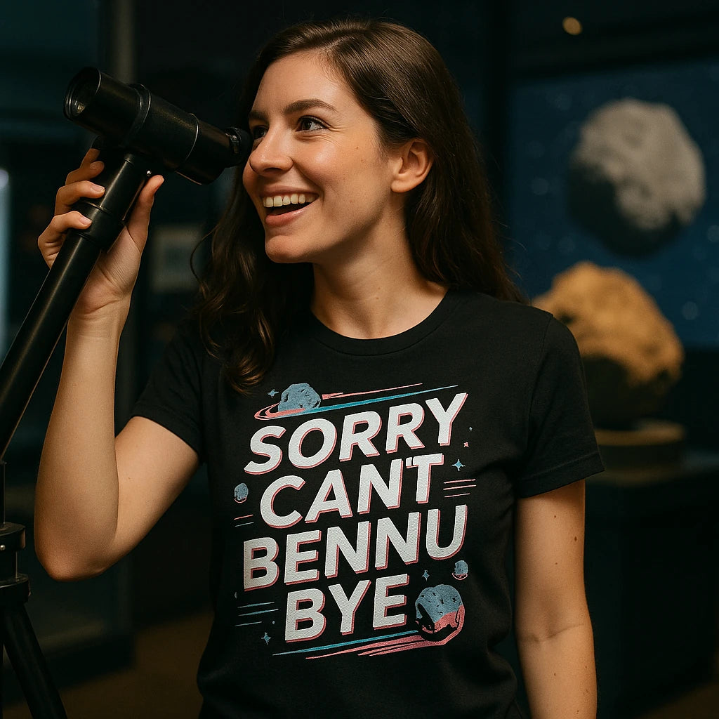 "Sorry Cant Bennu Bye" asteroid t shirt - product photo 9