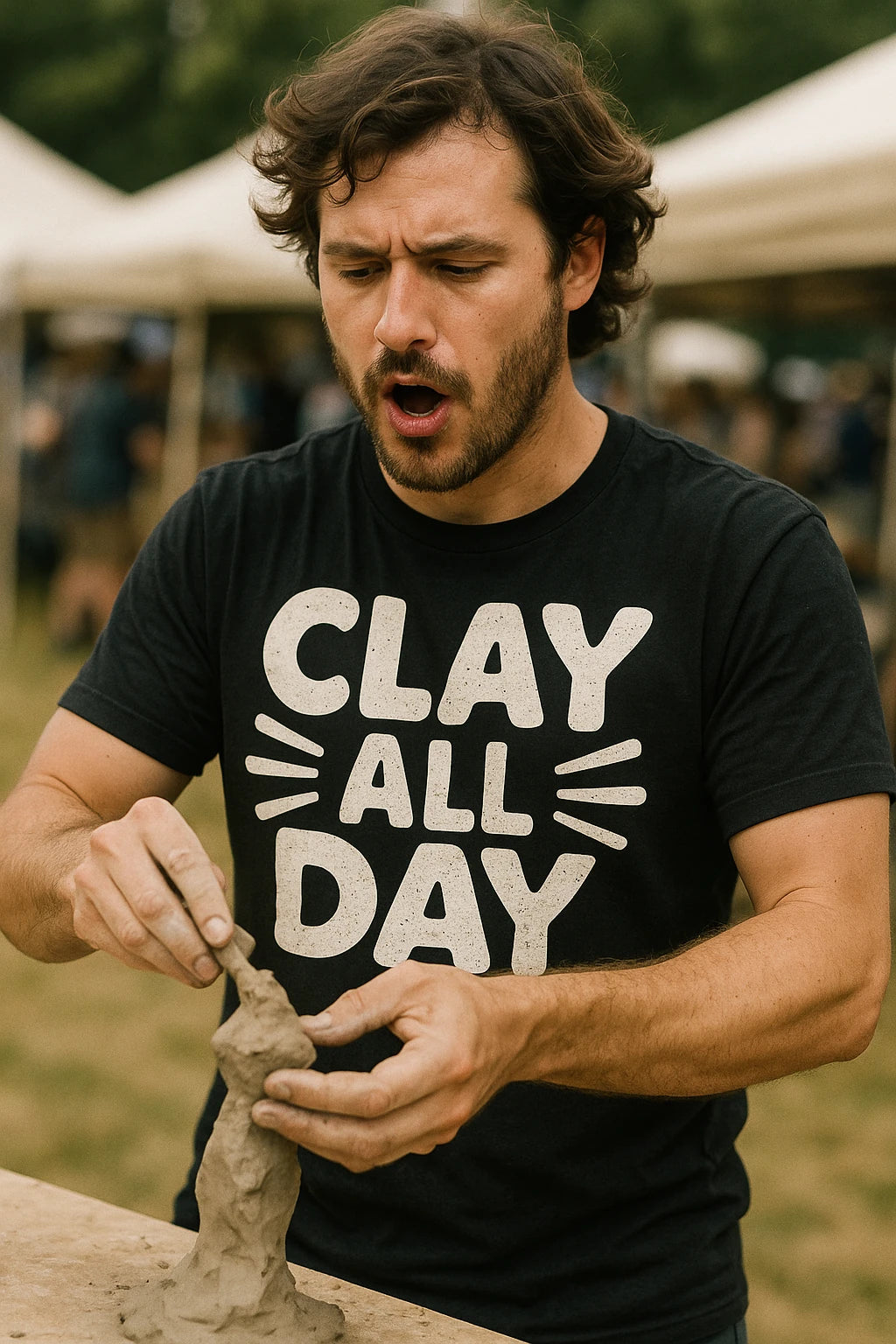 "Clay All Day" black men's body sculpting t shirt - a birthday gift for sculpting lover