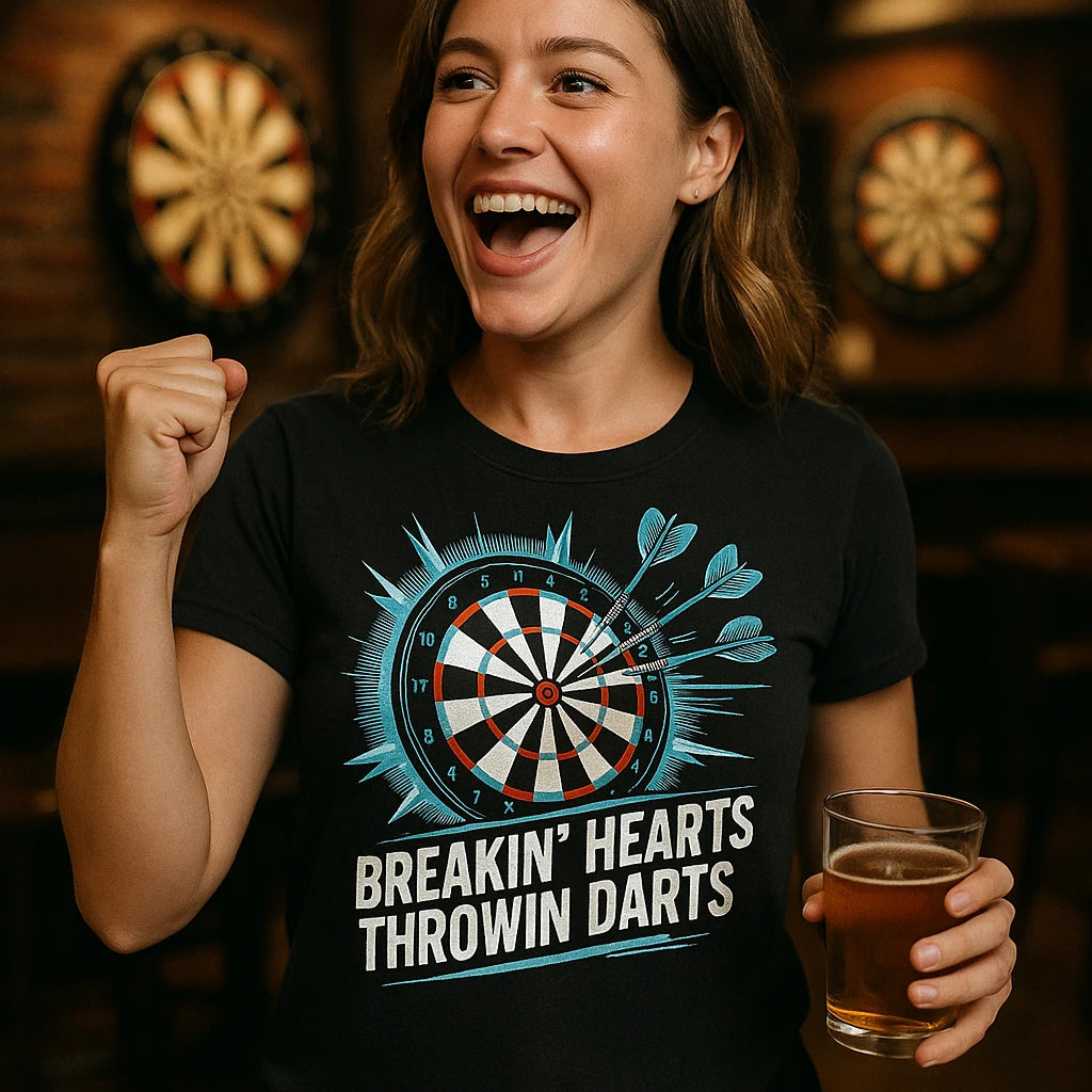 "Breakin' Hearts Throwin Darts" darts shirts - product photo 8