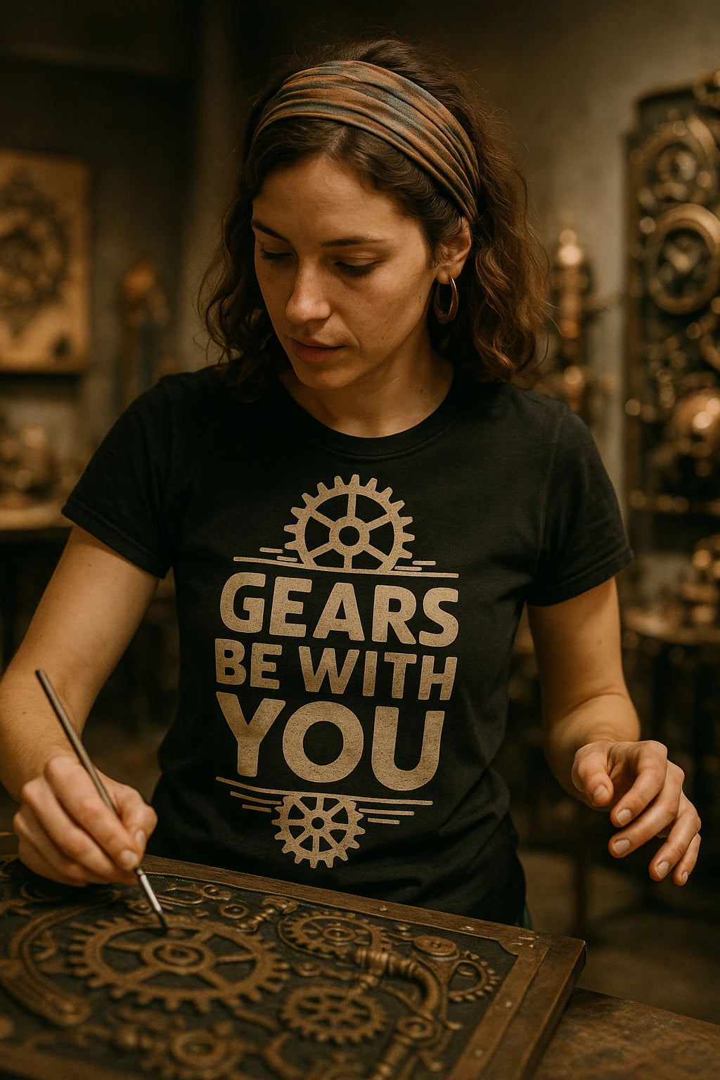 "Gears Be With You" black steampunk shirts - a birthday gift for steampunk lover