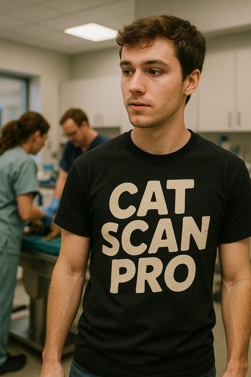 "Cat Scan Pro" black veterinarian t shirt - also a unique gifts for veterinarians