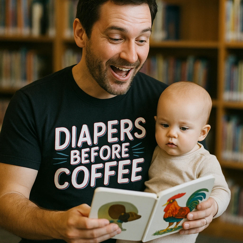 "Diapers Before Coffee" new parents t shirt - product photo 8