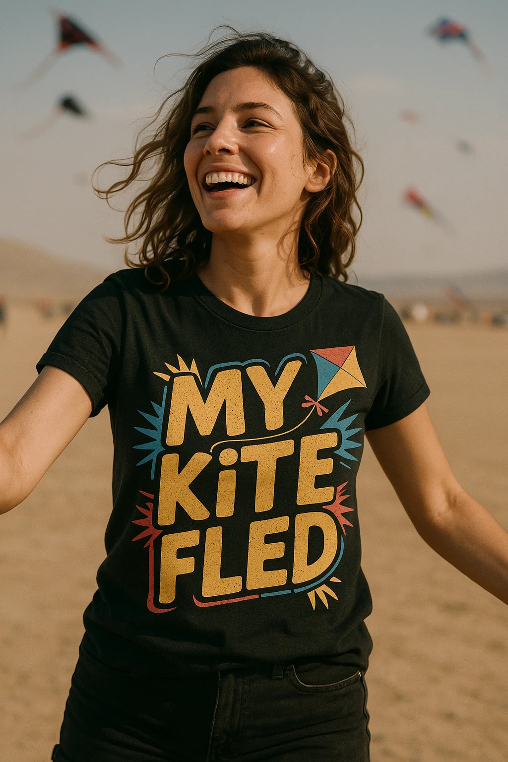 "My Kite Fled" black kite flying shirts - a birthday gift for kite flying