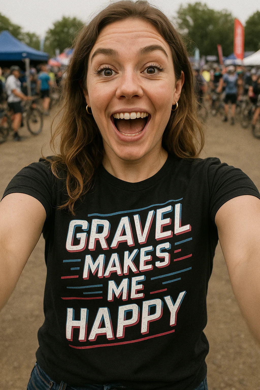 "Gravel Makes Me Happy" black dirt bike shirts - a birthday gifts for bike lovers