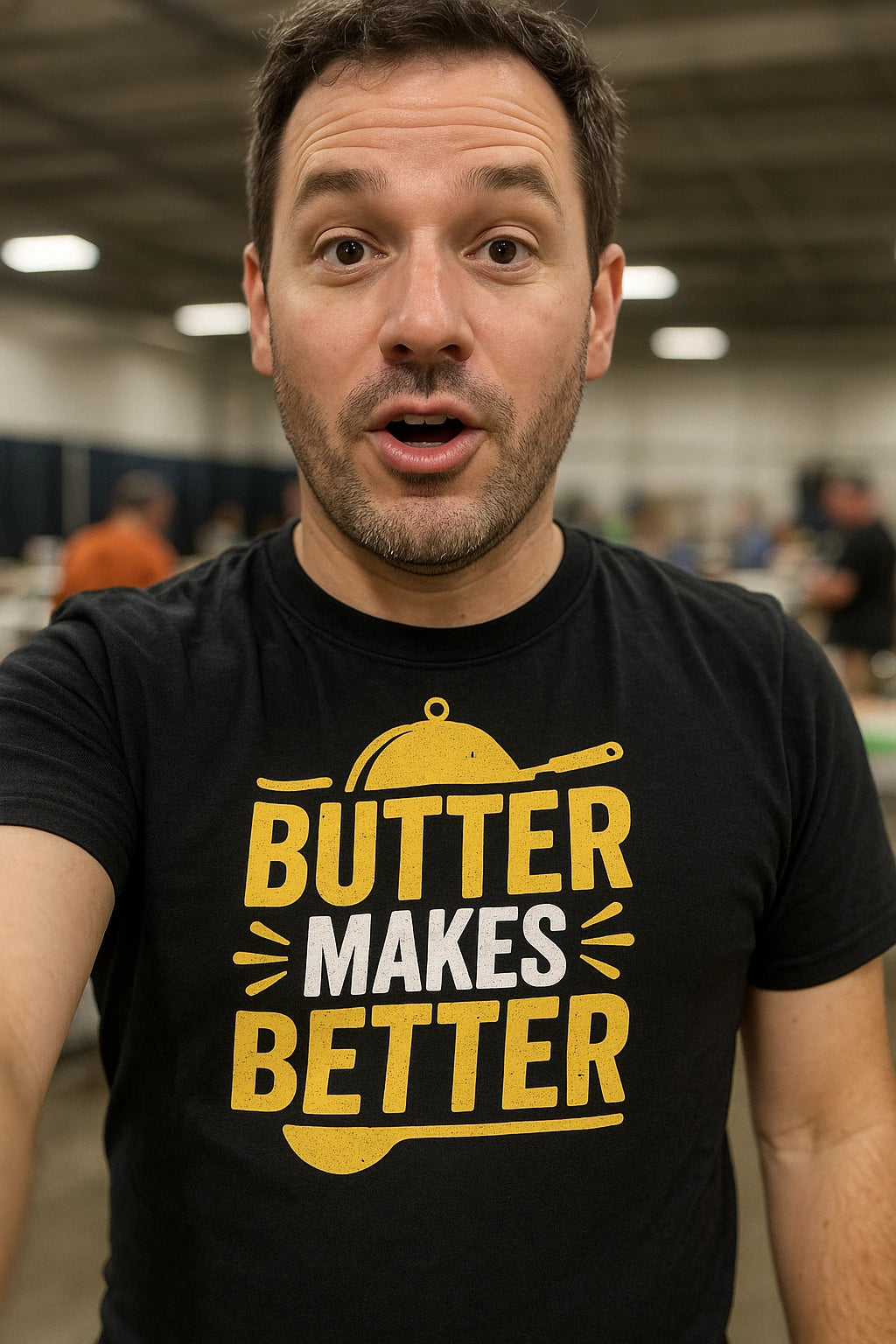 "Butter Makes Better" black cooking shirts - also one of the presents for cooking lovers