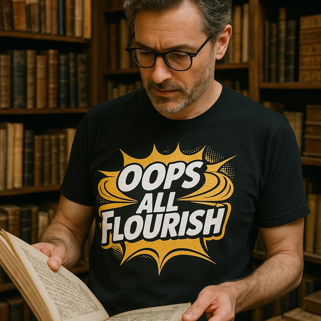 "Oops All Flourish" calligraphy tees - product photo 8