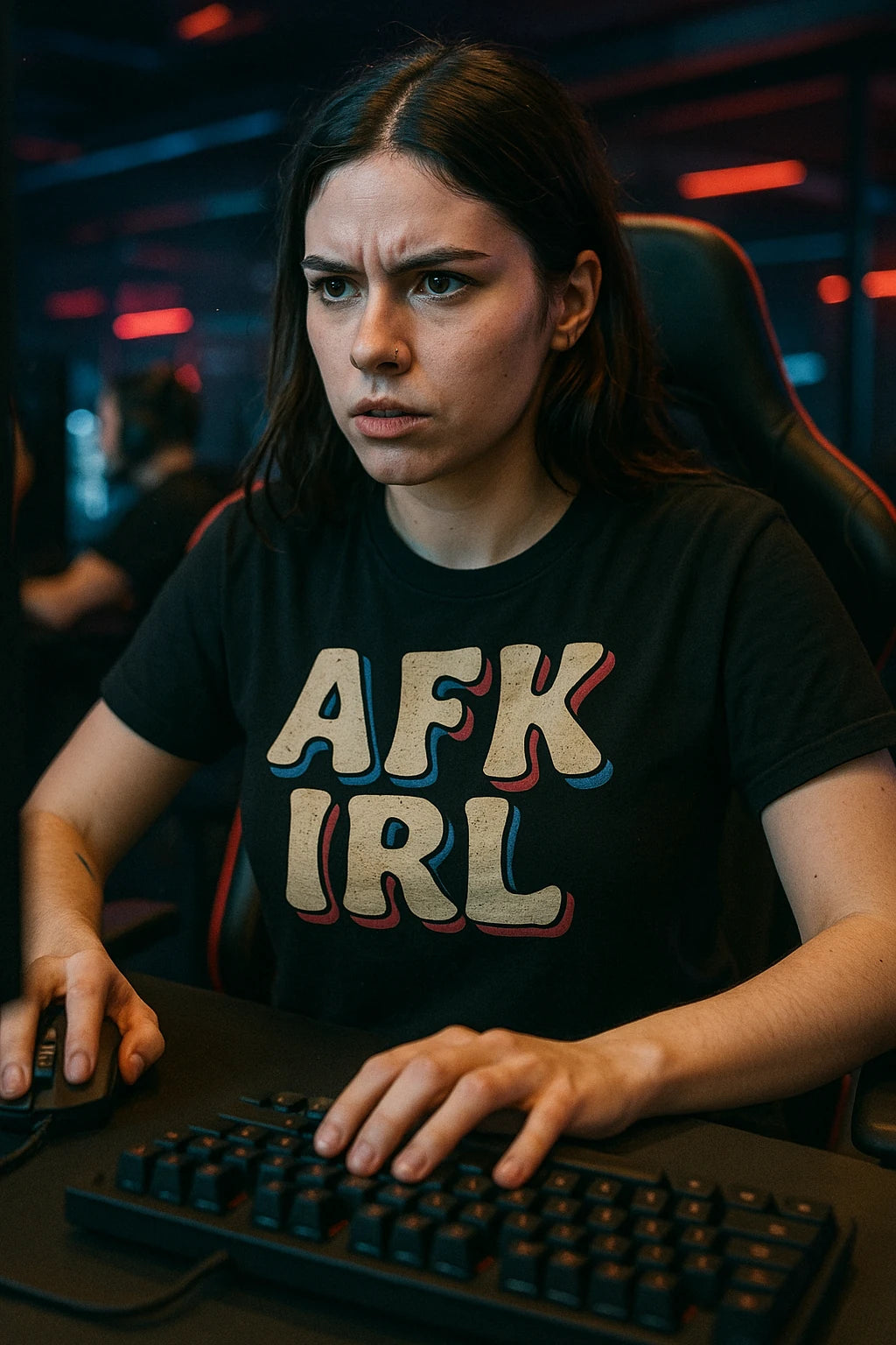 "Afk Irl" black esports tshirt design - a birthday gift for esport lover
