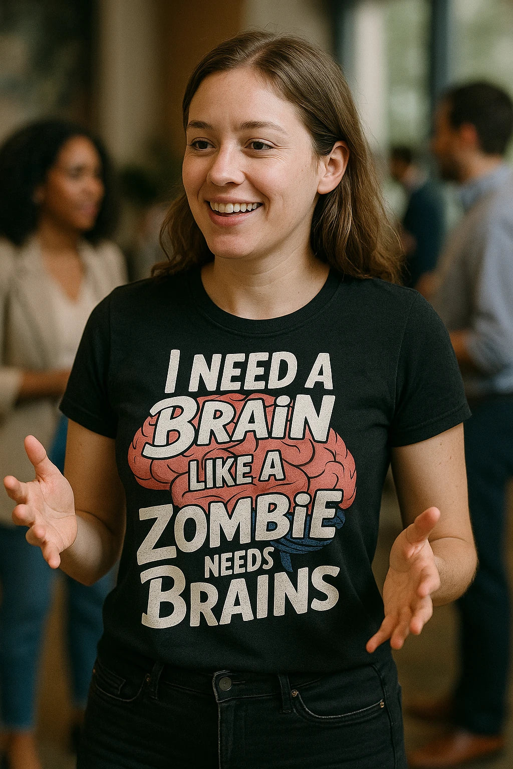 "I Need a Brain Like a Zombie Needs Brains" black psychologist t shirt - also a unique gifts for psychologists