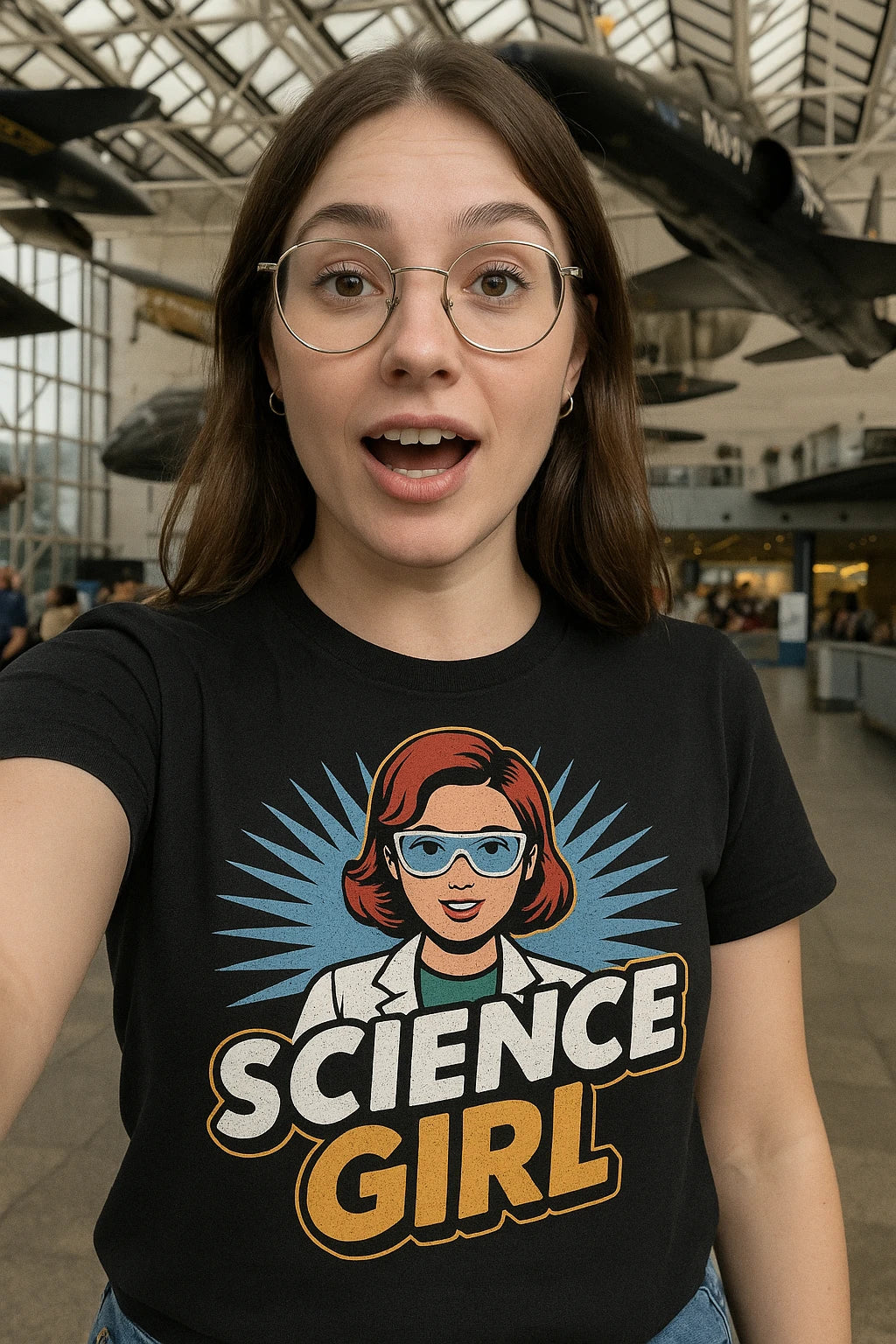 "Science Girl" black scientist t shirt - also one of the gifts for a data scientist