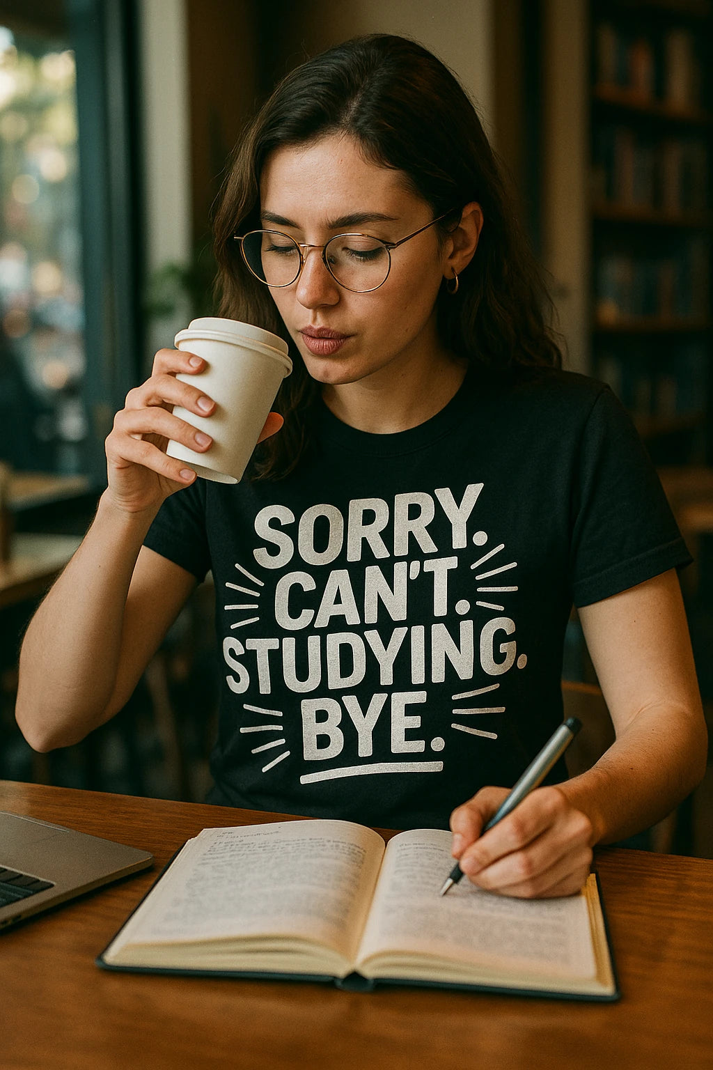 "Sorry. Cant. Studying. Bye." black studying t shirt - a birthday gift for studying lover