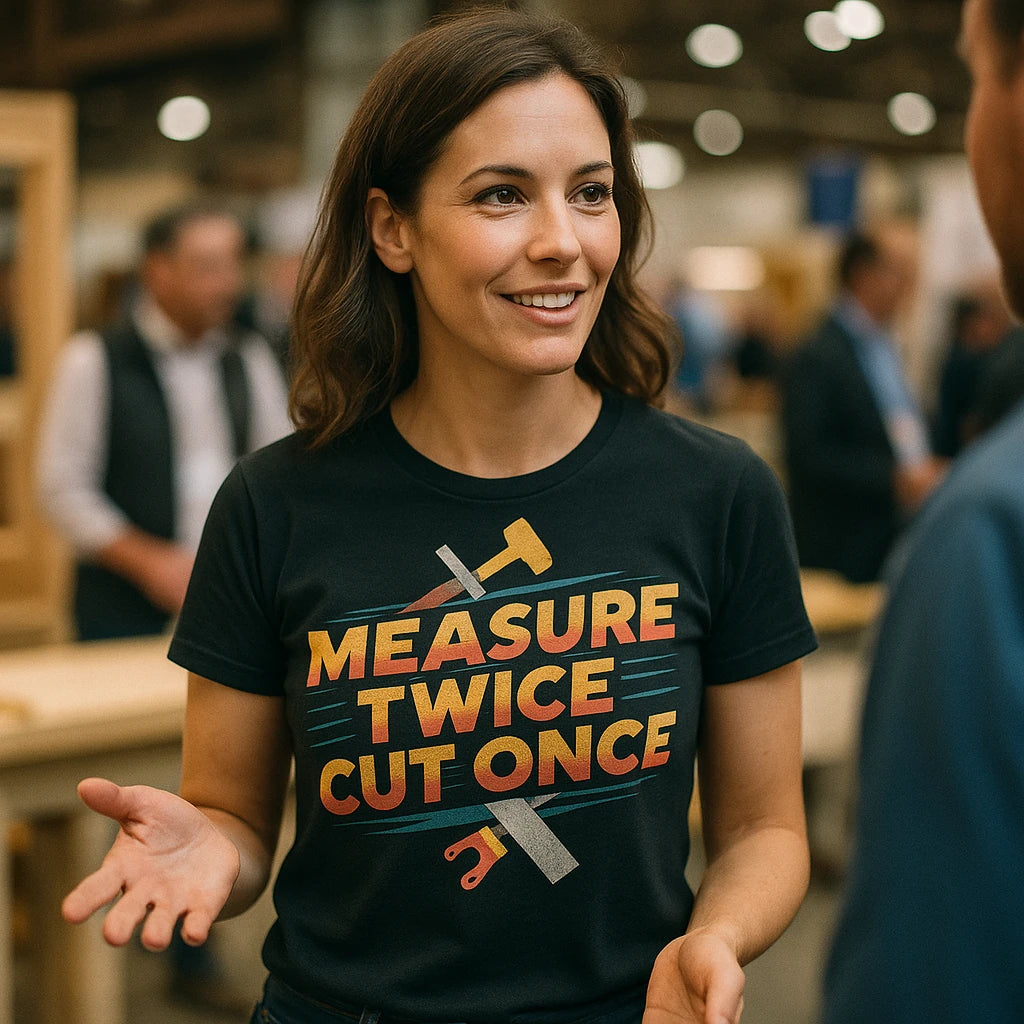 "Measure Twice Cut Once" carpentry t shirt - product photo 9