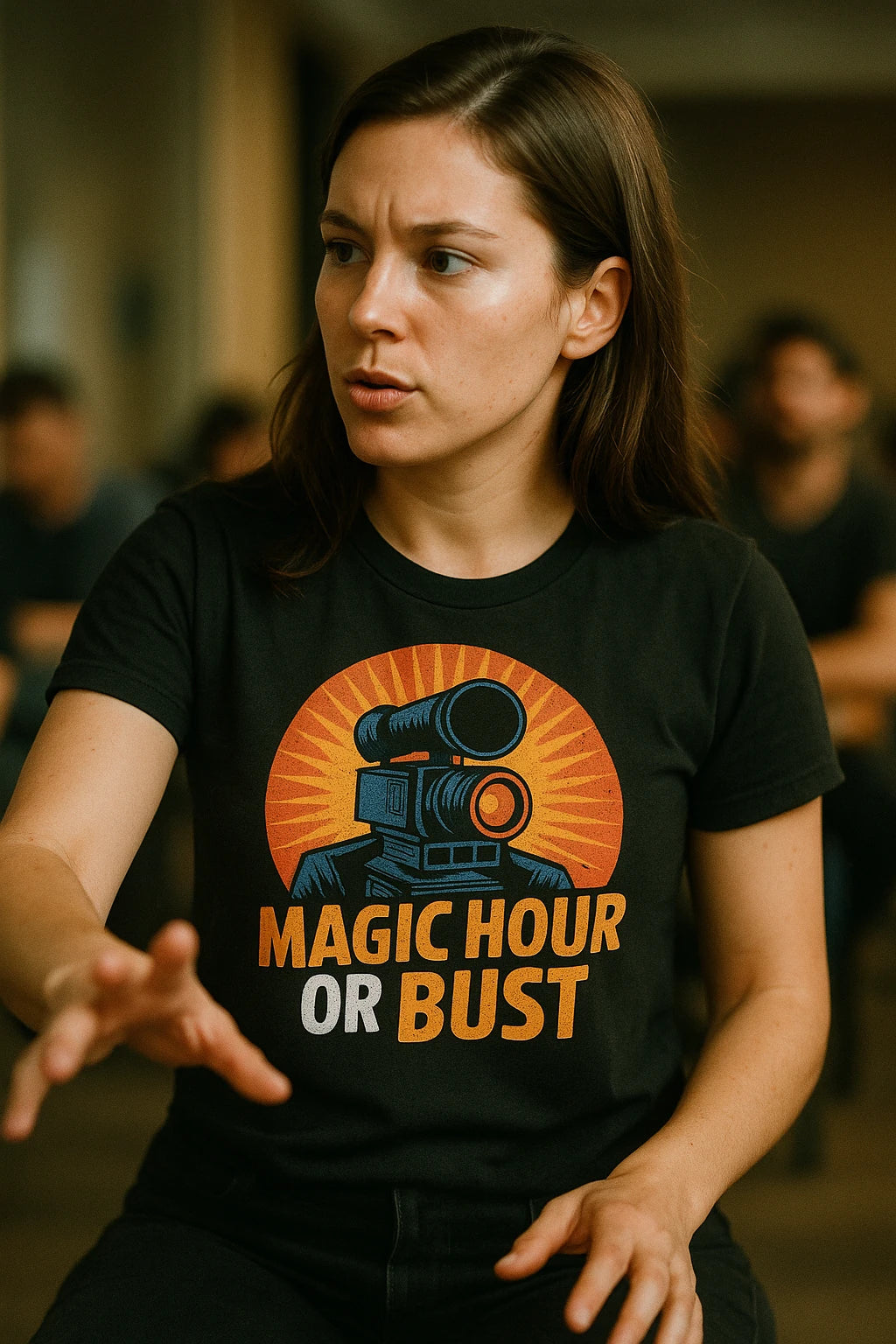 "Magic Hour Or Bust" black film director t shirt - a birthday gift for film director lover