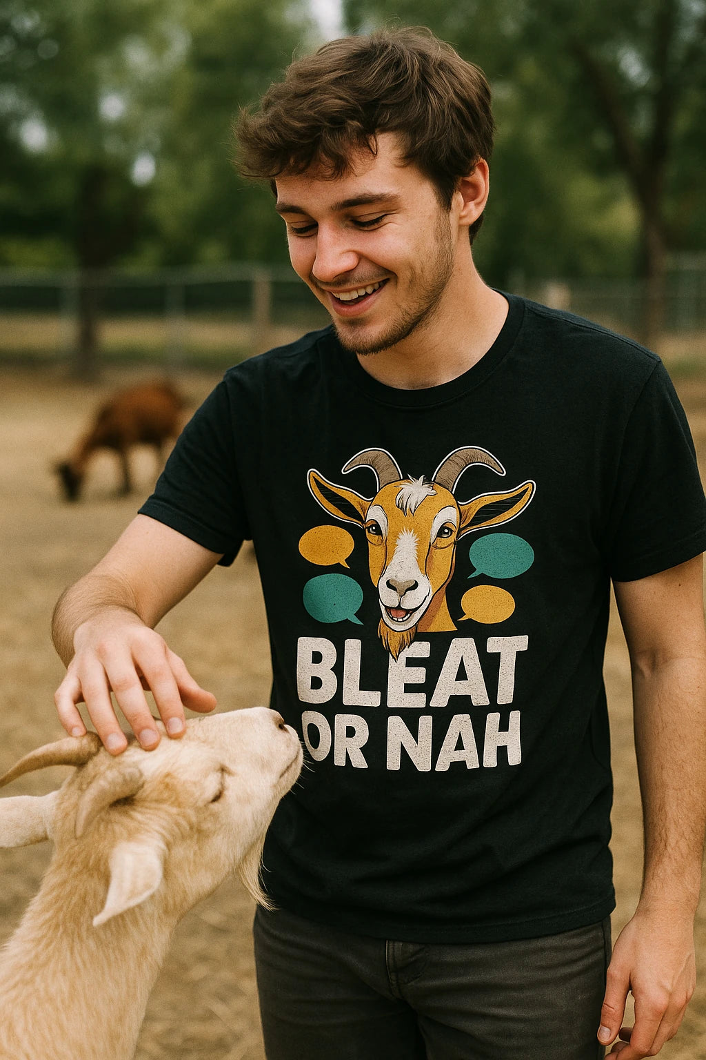 "Bleat Or Nah" easily distracted by goats t shirt - product photo 6