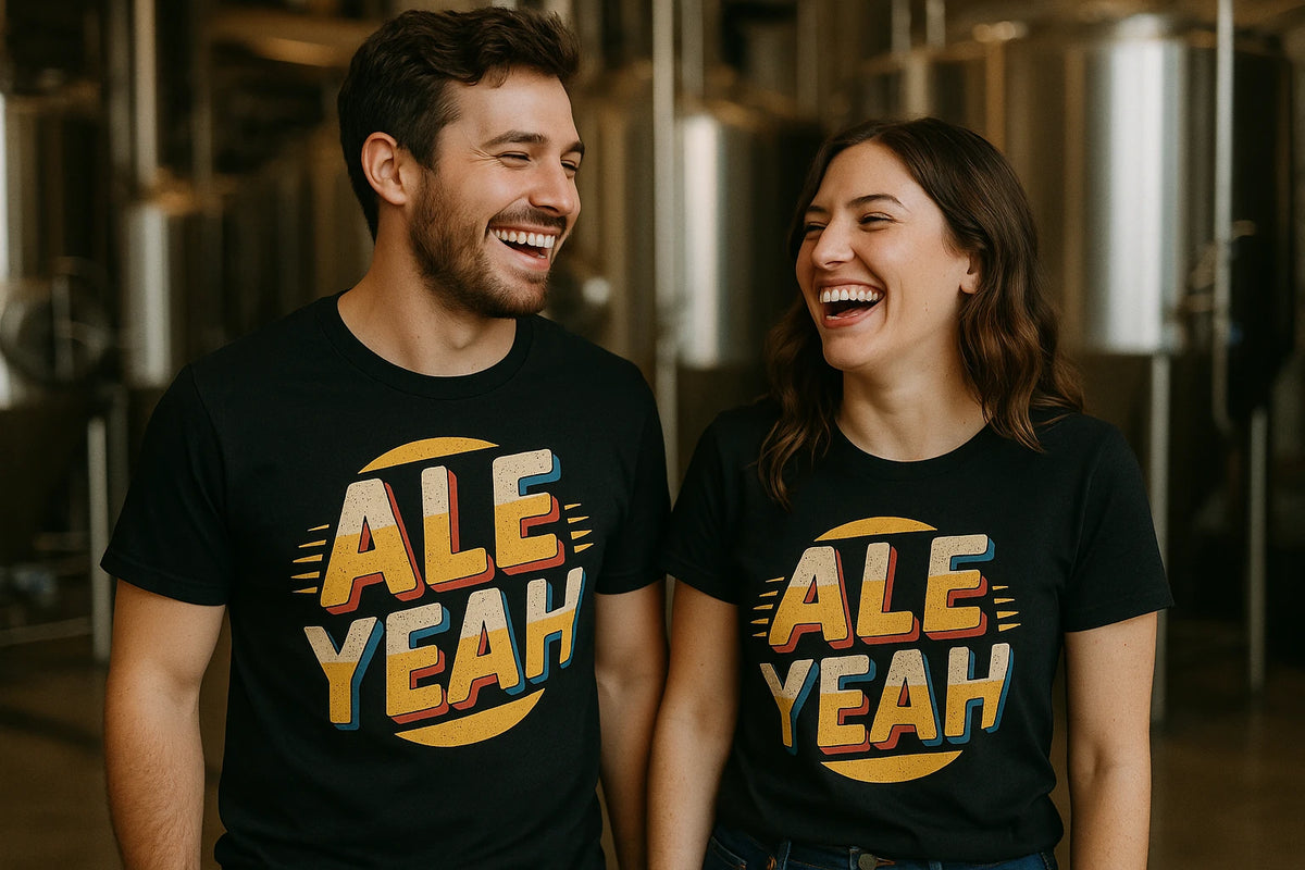 Person wearing the black vintage beer shirts graphic tee - "Ale Yeah" design