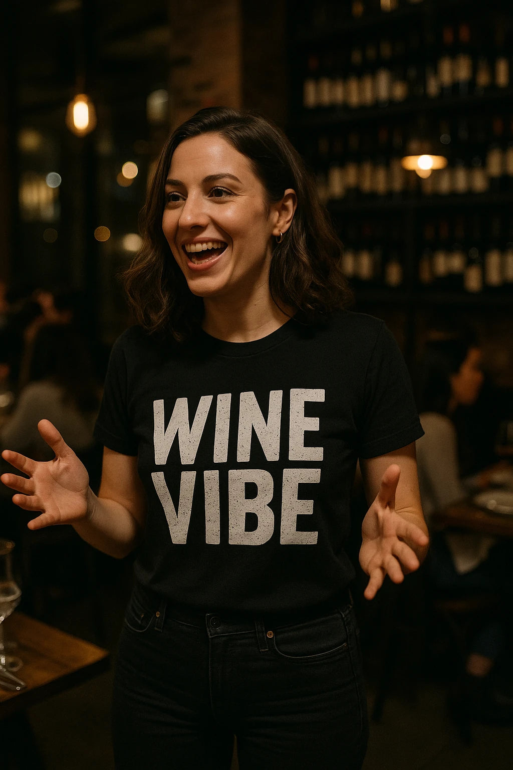 "Wine Vibe" black sommelier t shirt - also one of the best gifts for sommeliers