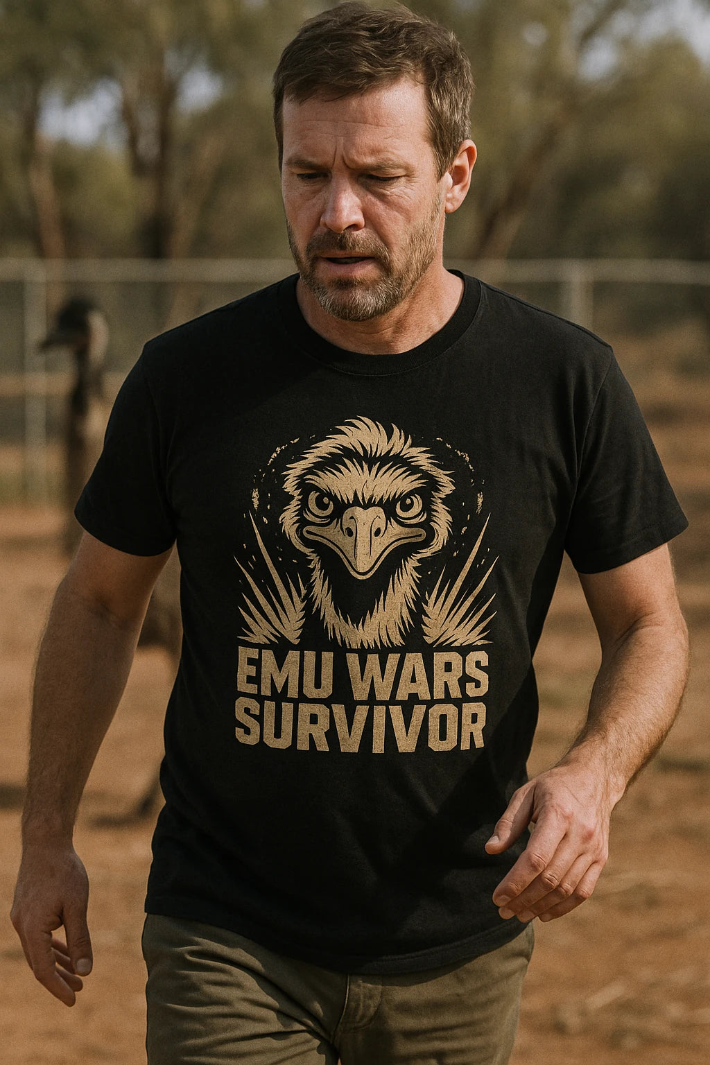 "Emu Wars Survivor" black emus shirts - a birthday gift for emus lover