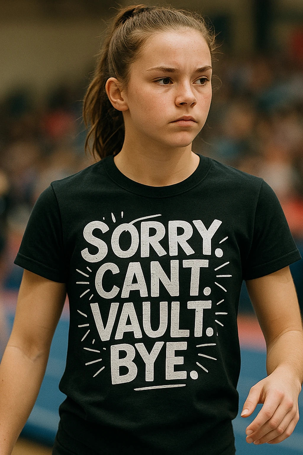 "Sorry. Cant. Vault. Bye." gymnastics graphic tees - product photo 7