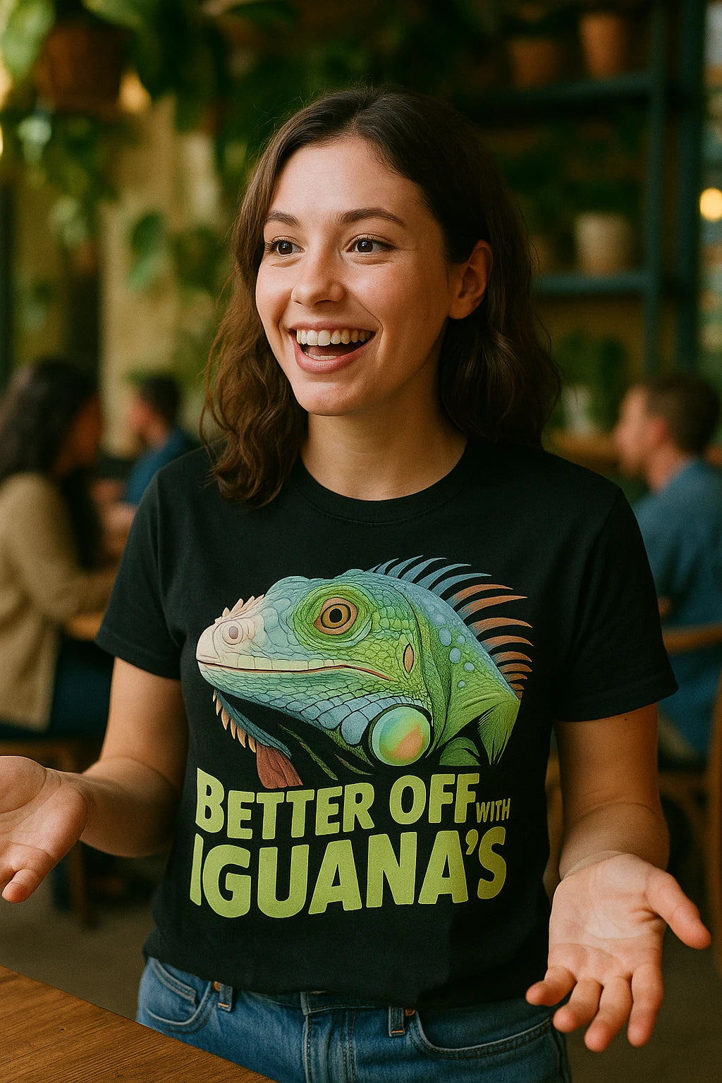 "Better Off With Iguanas" black iguana t shirt - a birthday gift for iguana lover