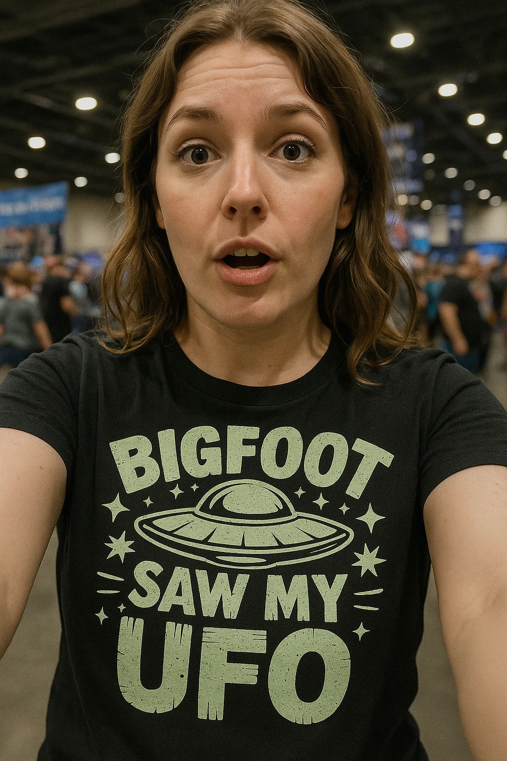 "Bigfoot Saw My UFO" alien tee shirts - product photo 7