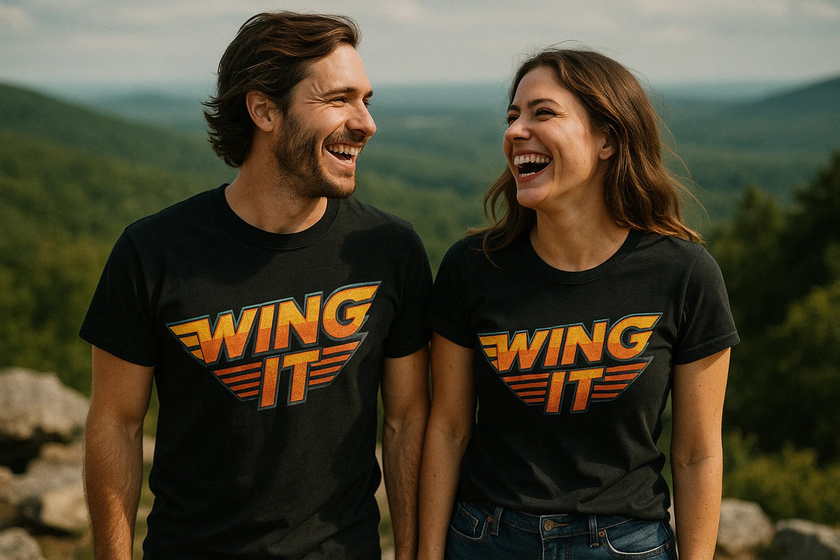 Person wearing the black hawks shirts graphic tee - "Wing It" design