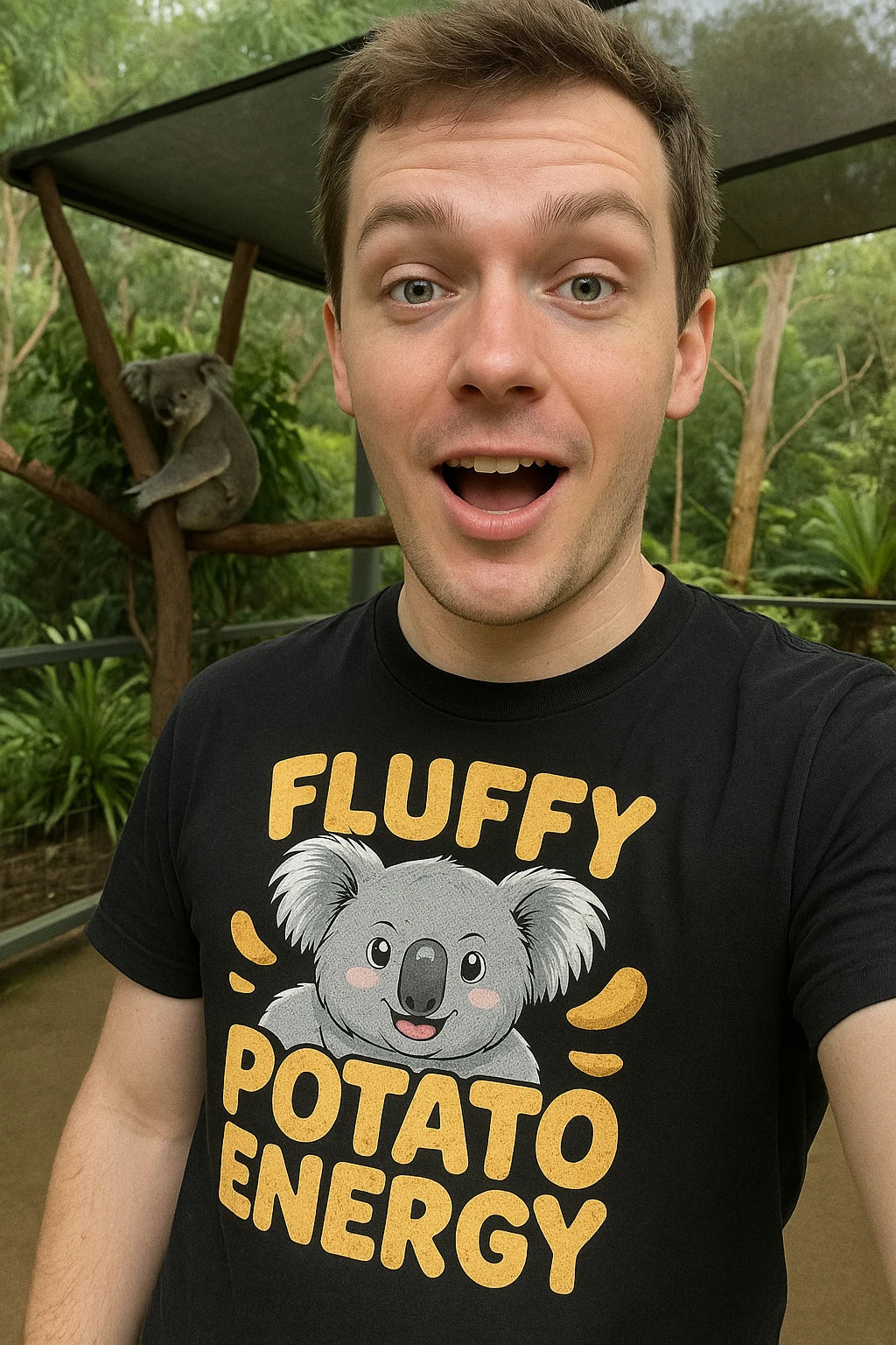 "Fluffy Potato Energy" koala tees - product photo 7