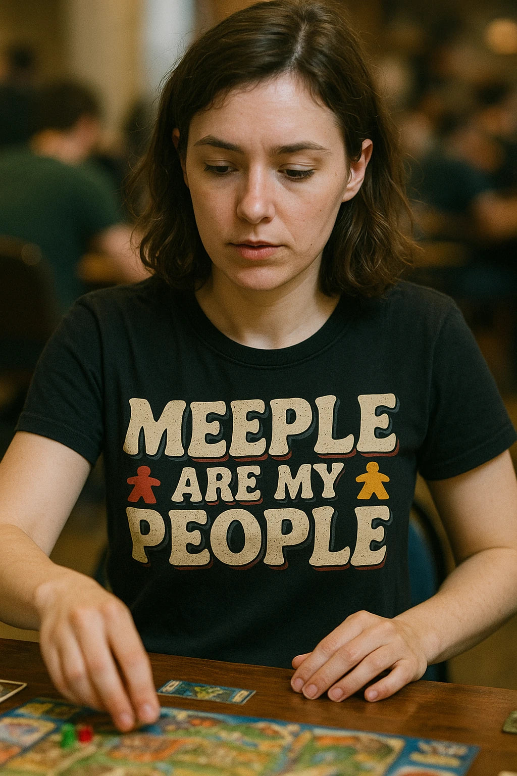 "Meeple Are My People" black board game tshirts - also one of the best gifts for board gamers