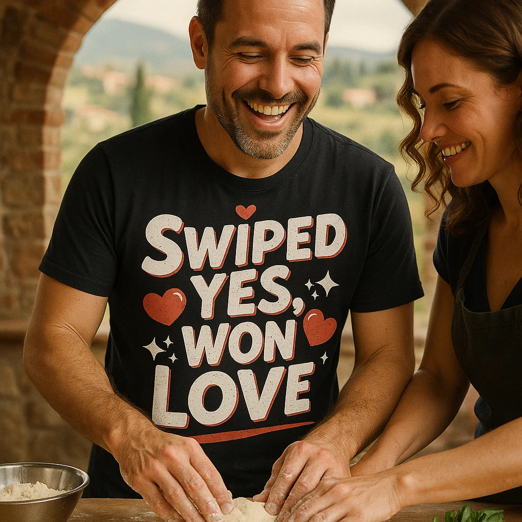 "Swiped Yes, Won Love" relationships shirts - product photo 8