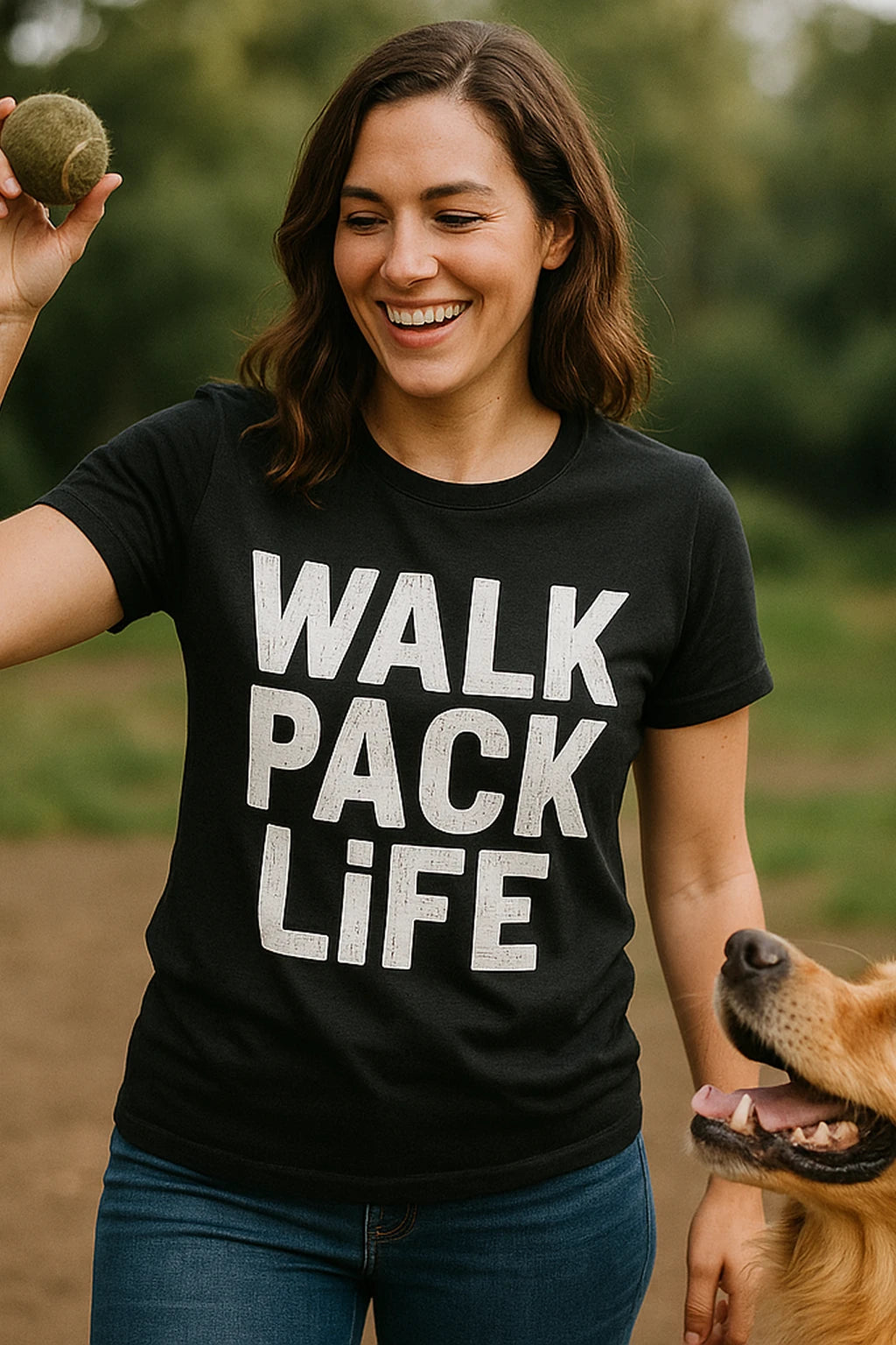 "Walk Pack Life" black dog lovers tee shirts - a birthday gift for dog lovers lover
