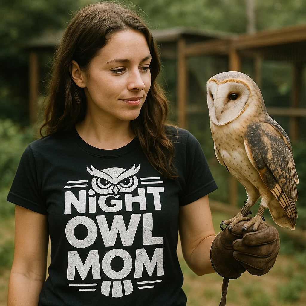 "Night Owl Mom" owl t shirt - product photo 9