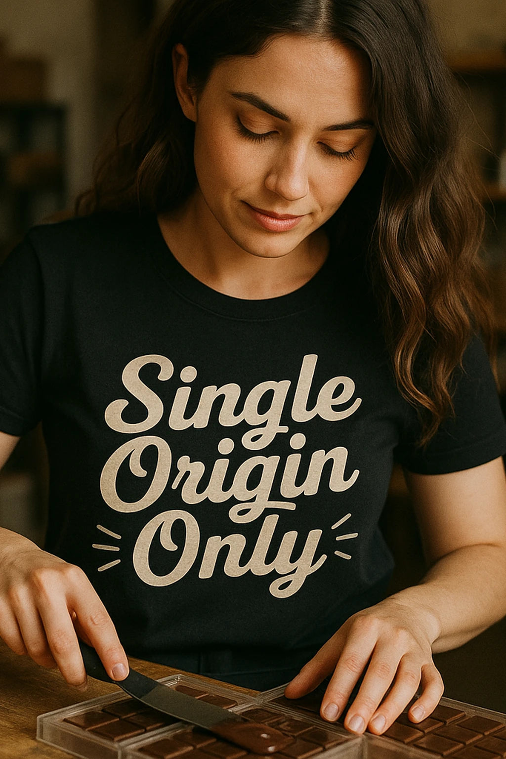 "Single Origin Only" black chocolate brown t shirt - also a unique gifts for chocolate lovers