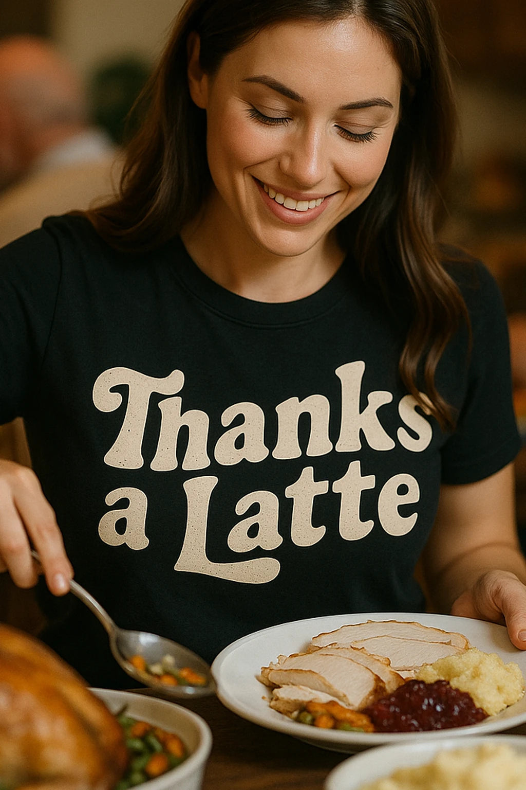 "Thanks a Latte" funny thanksgiving tee shirts - product photo 7