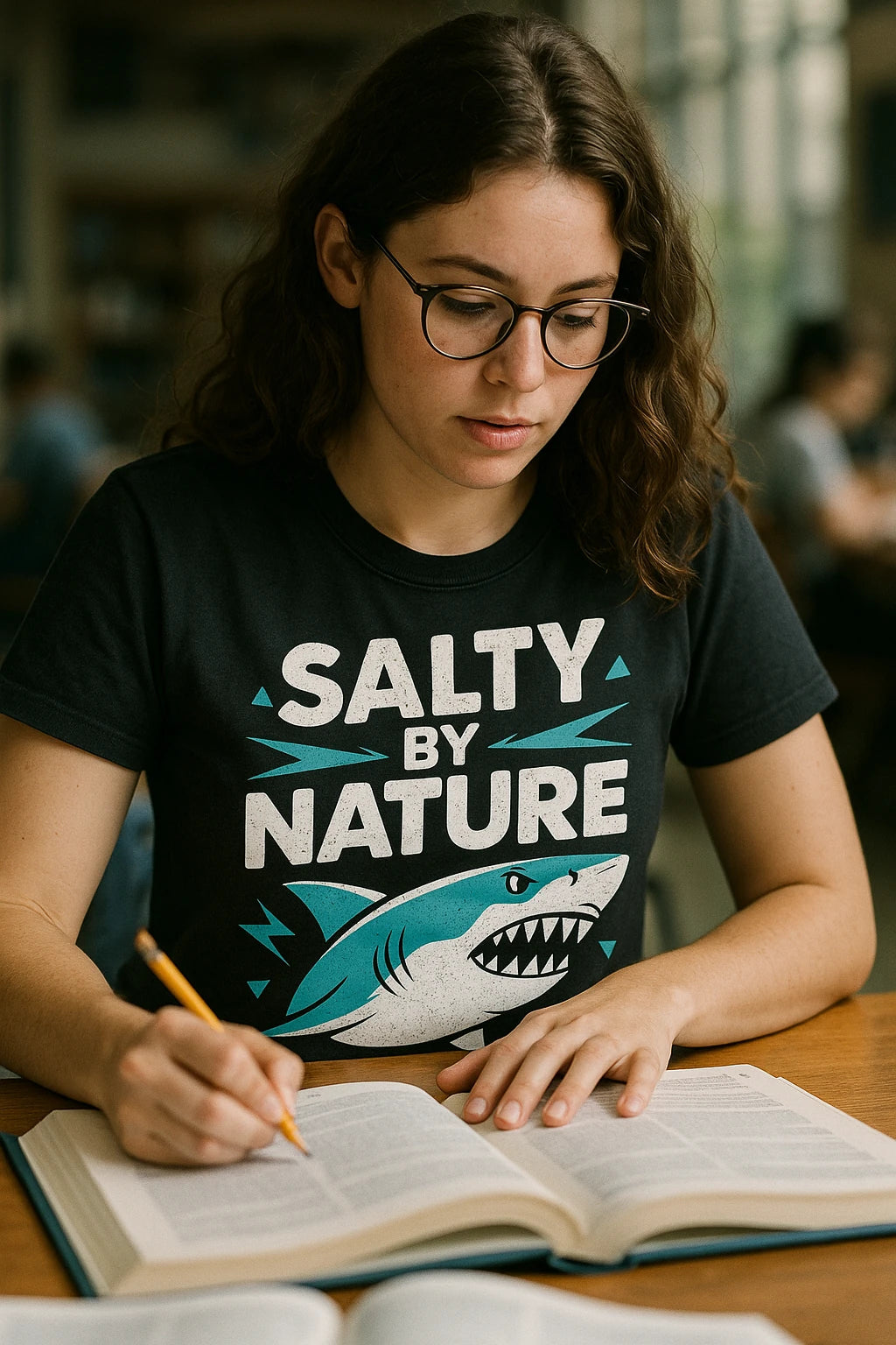"Salty By Nature" black marine biology t shirt - a birthday gift for marine biology lover