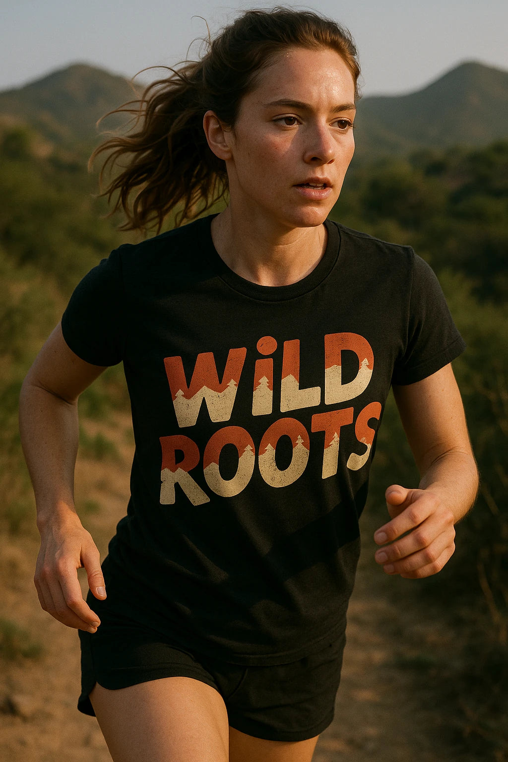 "Wild Roots" black ultra running shirts - a birthday gift for trail running lover