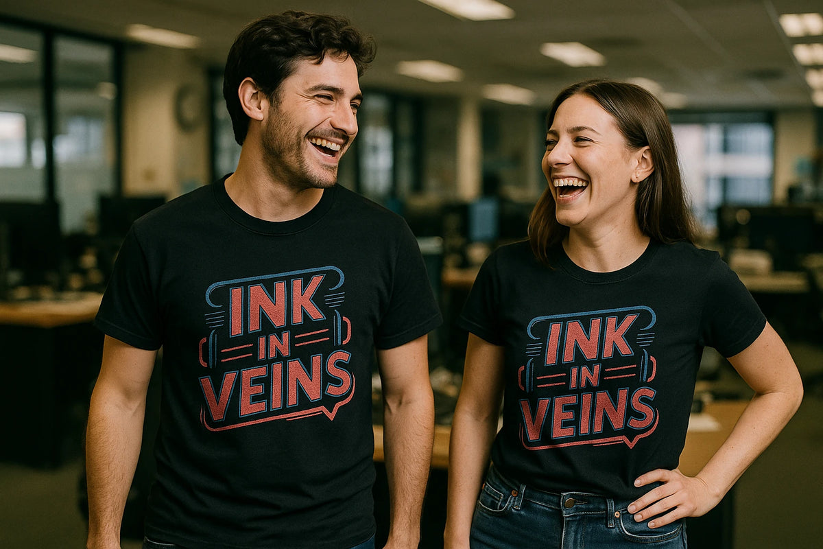 Person wearing the black journalist t shirt graphic tee - "Ink in Veins" design