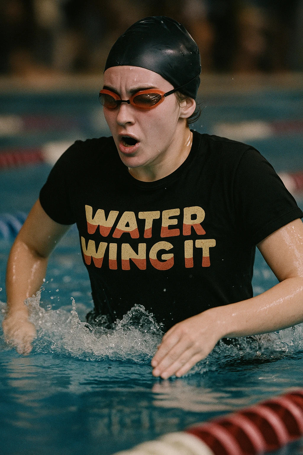 "Water Wing It" black sun protection shirts for swimming - also a rash guard for swimming